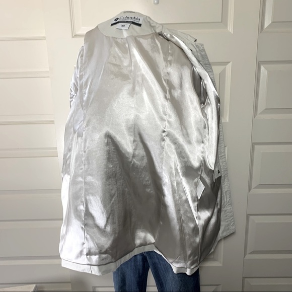 𝅺columbia Byron Bay Sportwear Beige Rain Jacket Ajustable Waist Zippered Coat - Picture 6 of 15